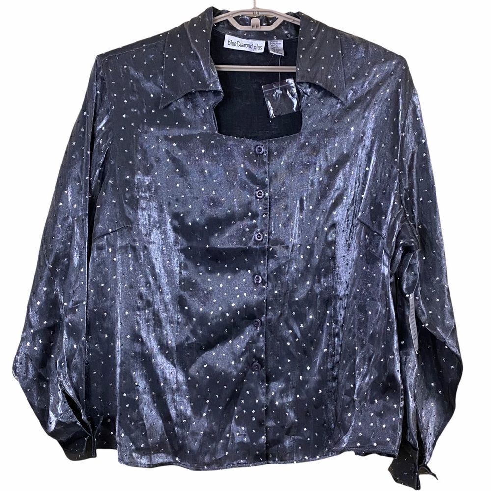Blue Diamond Plus Metallic Silver Sparkles Shirt